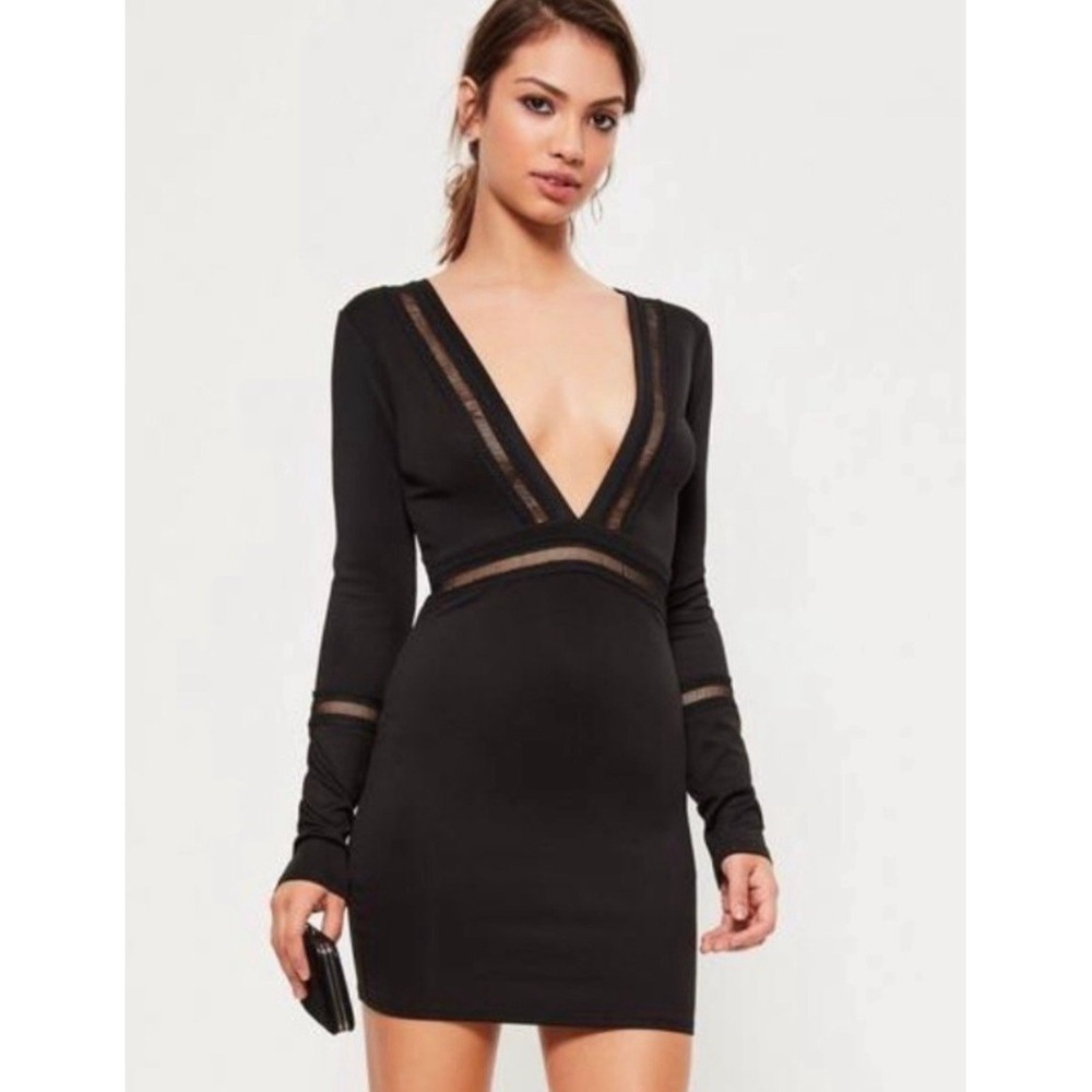 NWT MISSGUIDED Black Long Sleeveless Bodycon Mini Dress